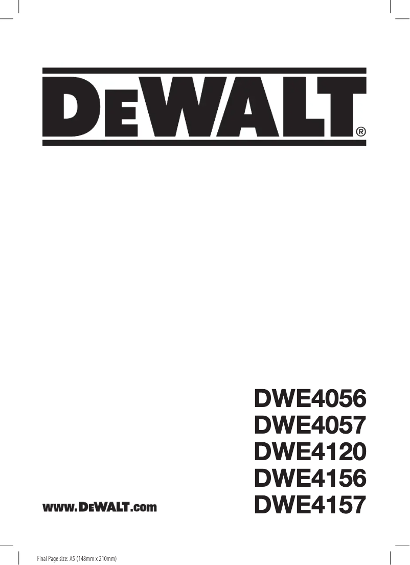 Page n°1 - Manuel utilisateur DeWalt DWE4157F