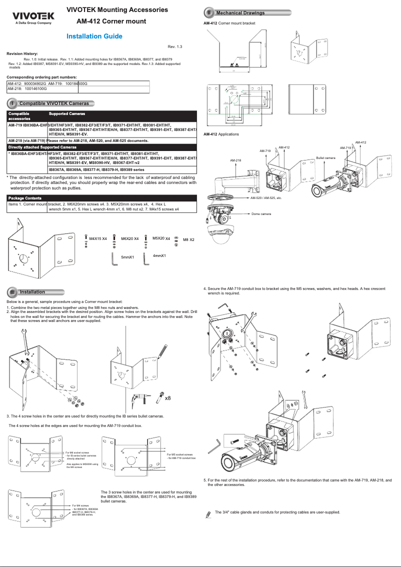 Page 1 de la notice Manuel utilisateur Vivotek AM-412