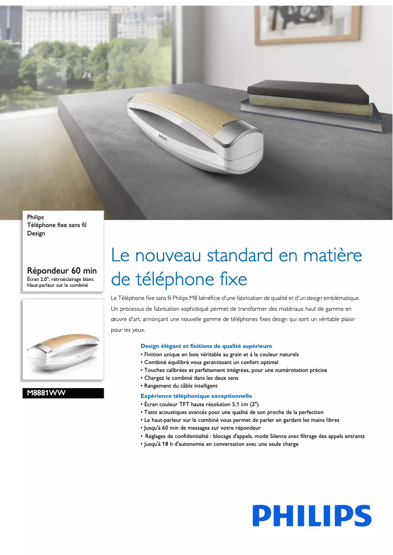Página 1 del manual Ficha técnica Philips Mira M8881WW