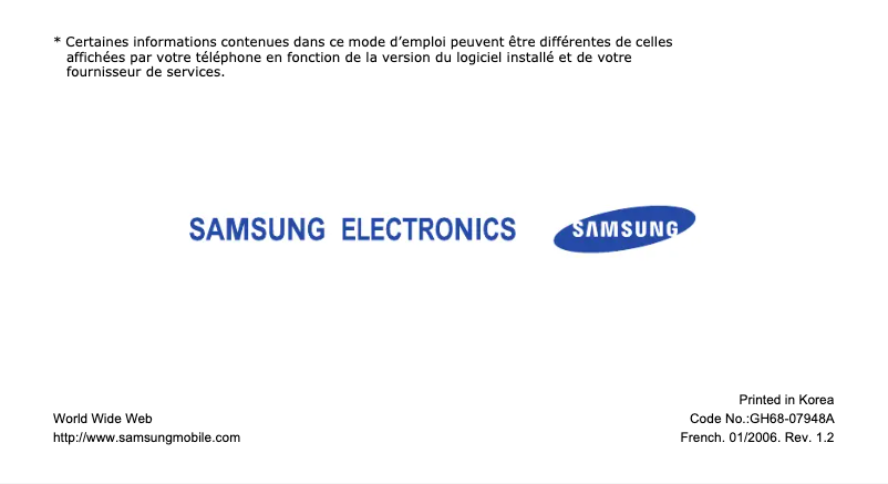 Page n°1 - Manuel utilisateur Samsung SGH-E770