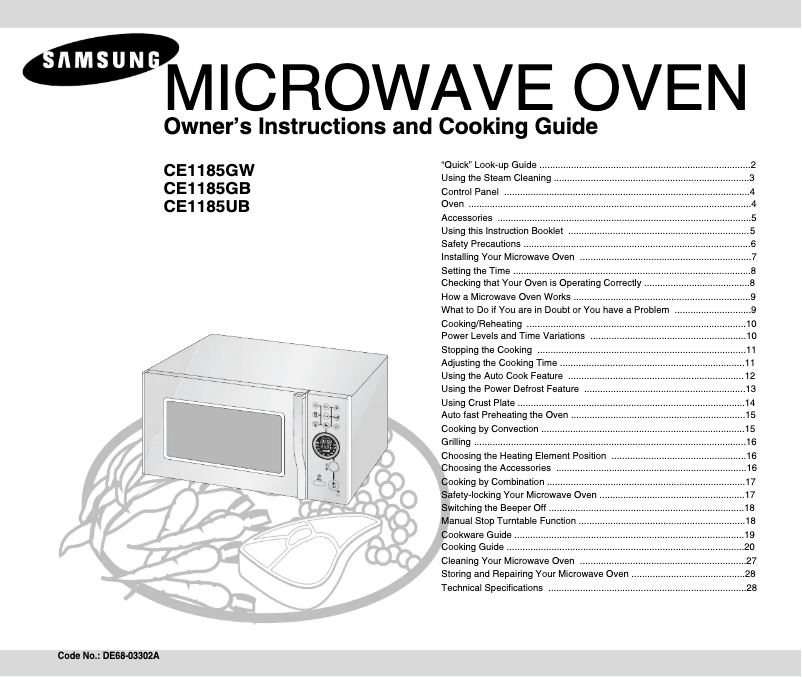 Page n°1 - Manuel utilisateur Samsung CE1185UB