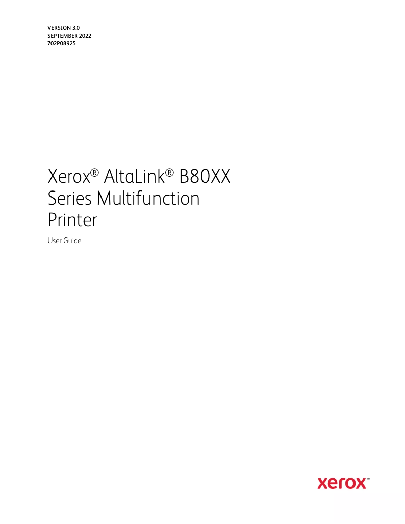 Page n°1 - Manuel utilisateur Xerox AltaLink B8055