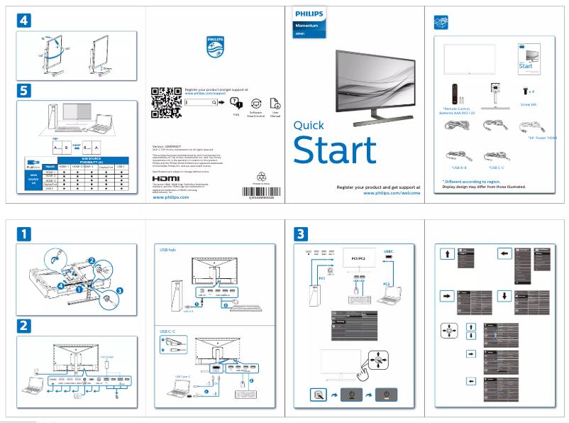 Page n°1 - Guide de démarrage rapide Philips 439M1