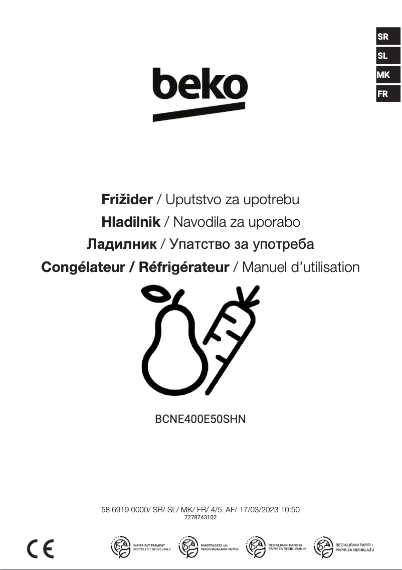 Imagen de la primera página del manual del dispositivo BCNE400E50SHN