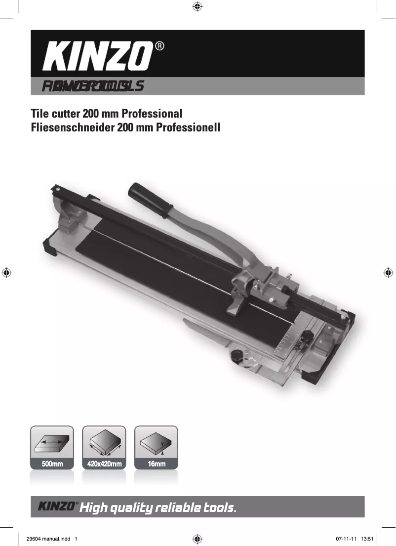 Page 1 de la notice Manuel utilisateur Kinzo 29604