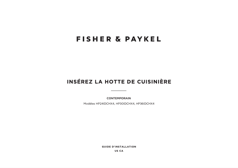 Page 1 de la notice Guide d'installation Fisher & Paykel HP36IDCHX4