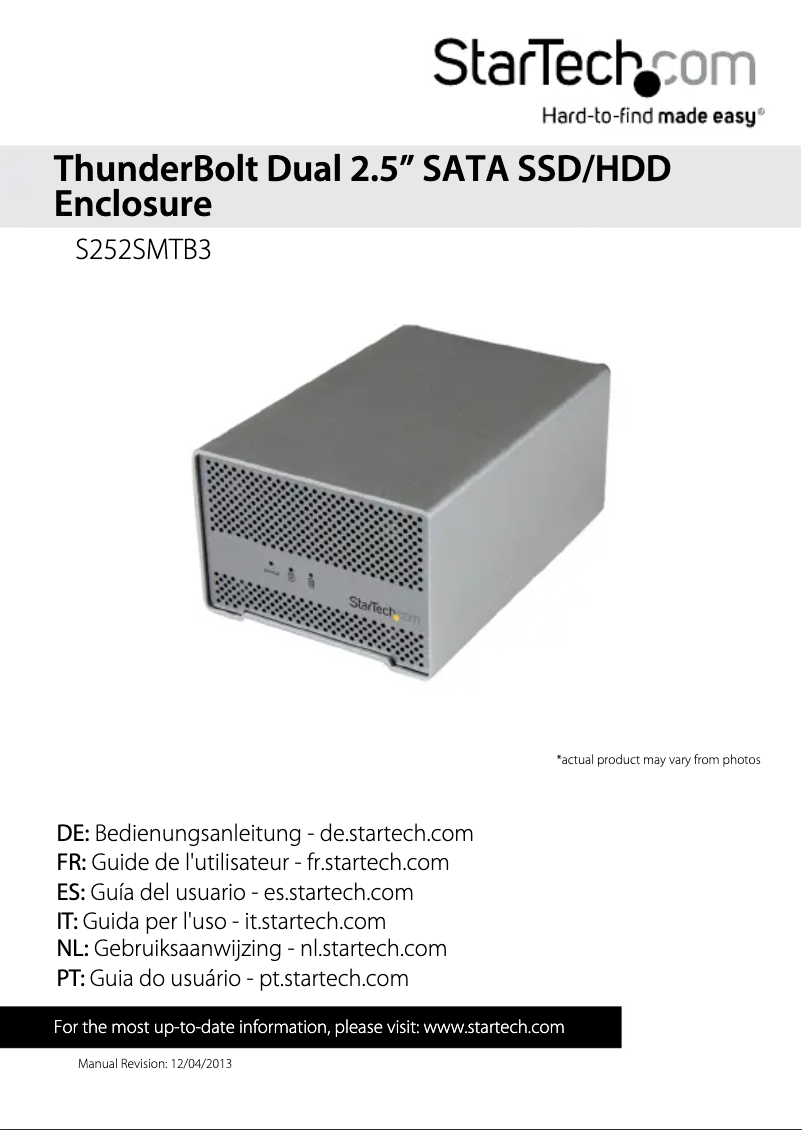 Page 1 de la notice Manuel utilisateur StarTech.com S252SMTB3