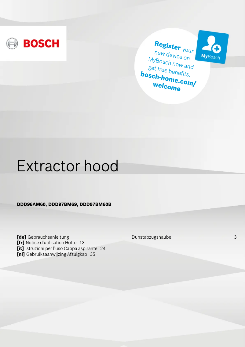 Page 1 de la notice Manuel utilisateur Bosch DDD97BM69