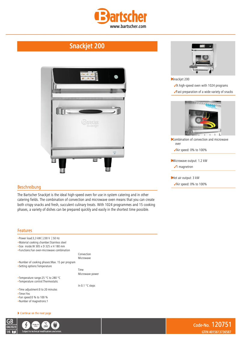 Imagen de la primera página del manual del dispositivo Snackjet 200
