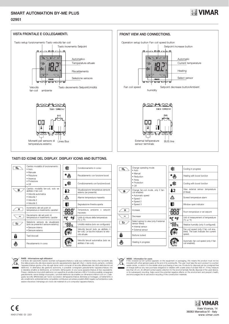 Page 1 de la notice Manuel utilisateur Vimar 02951