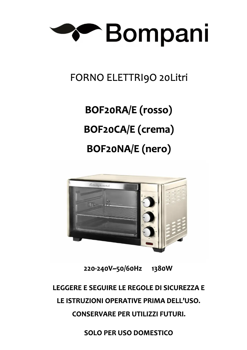 Image de la première page du manuel de l'appareil BOF20RA/E