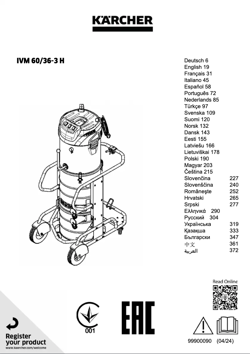 Page n°1 - Manuel utilisateur Kärcher IVM 60/36-3 H