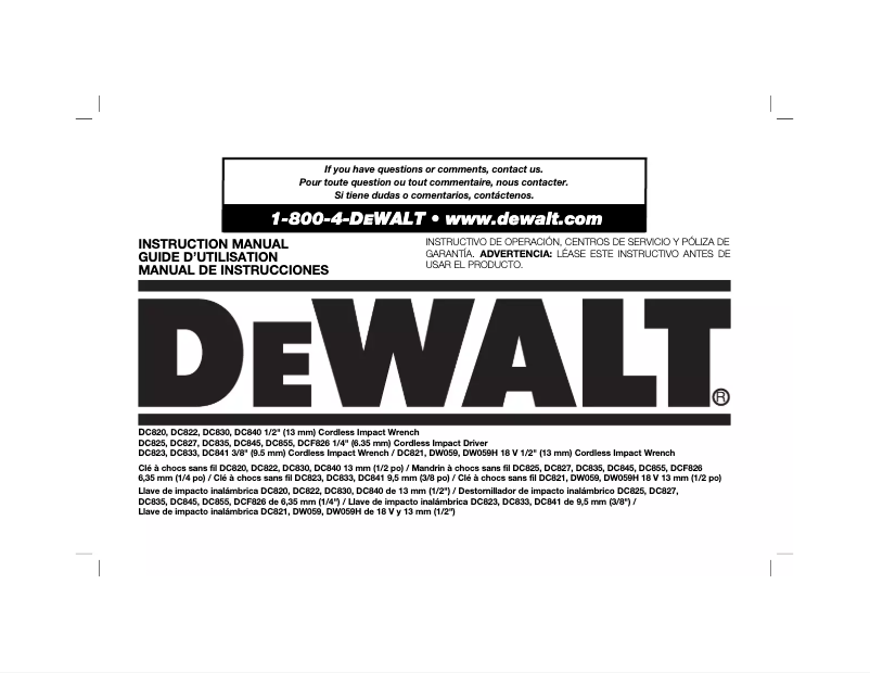 Image de la première page du manuel de l'appareil DC820B