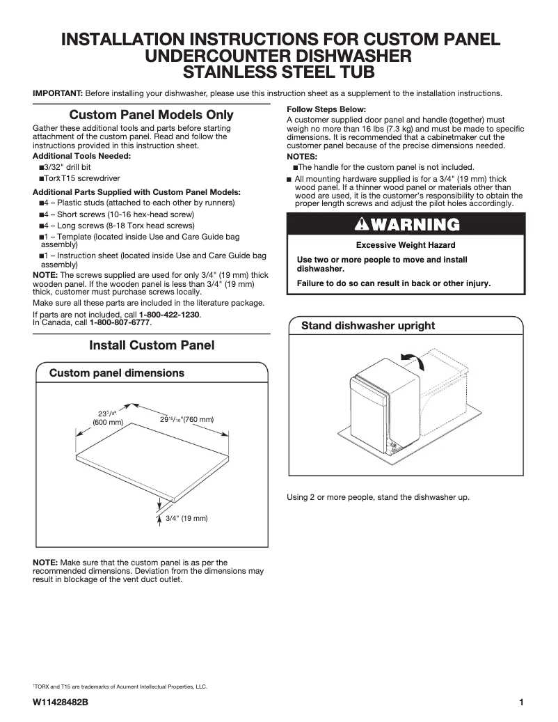 Page 1 de la notice Guide d'installation KitchenAid KDTM704LPA
