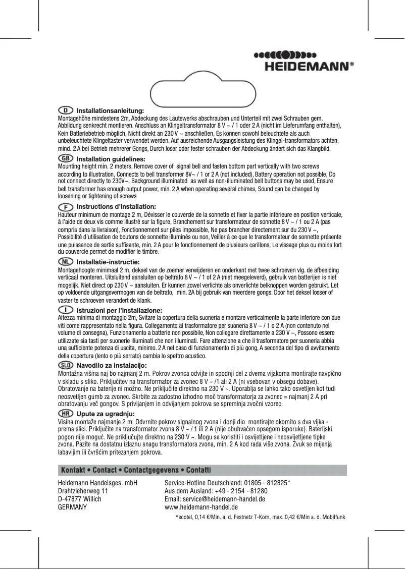 Page 1 de la notice Manuel utilisateur Heidemann 70036