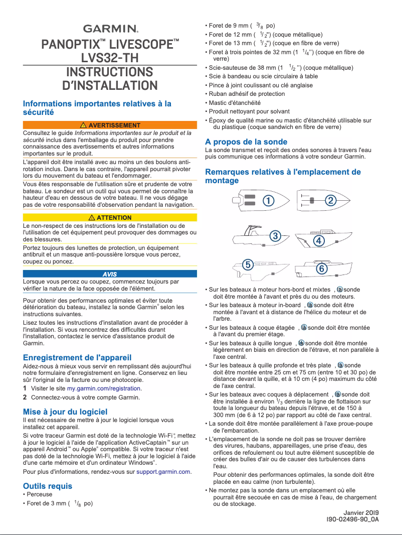 Page n°1 - Guide d'installation Garmin Panoptix LiveScope System