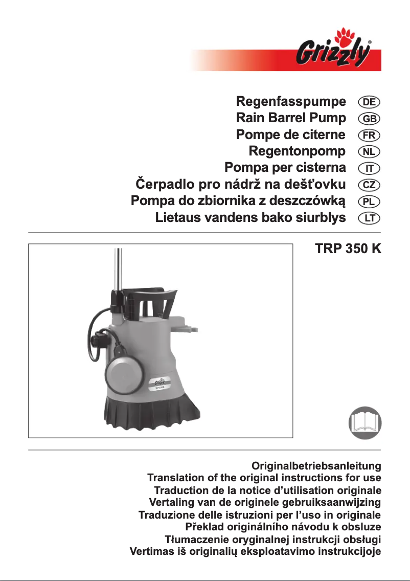 Page n°1 - Manuel utilisateur Grizzly TRP 350 K