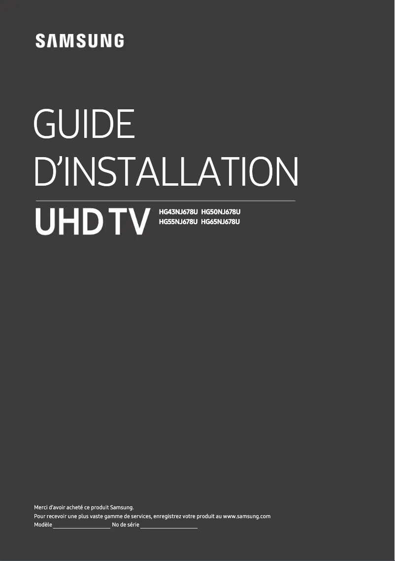 Page n°1 - Guide d'installation Samsung HG43NJ678UFXZA