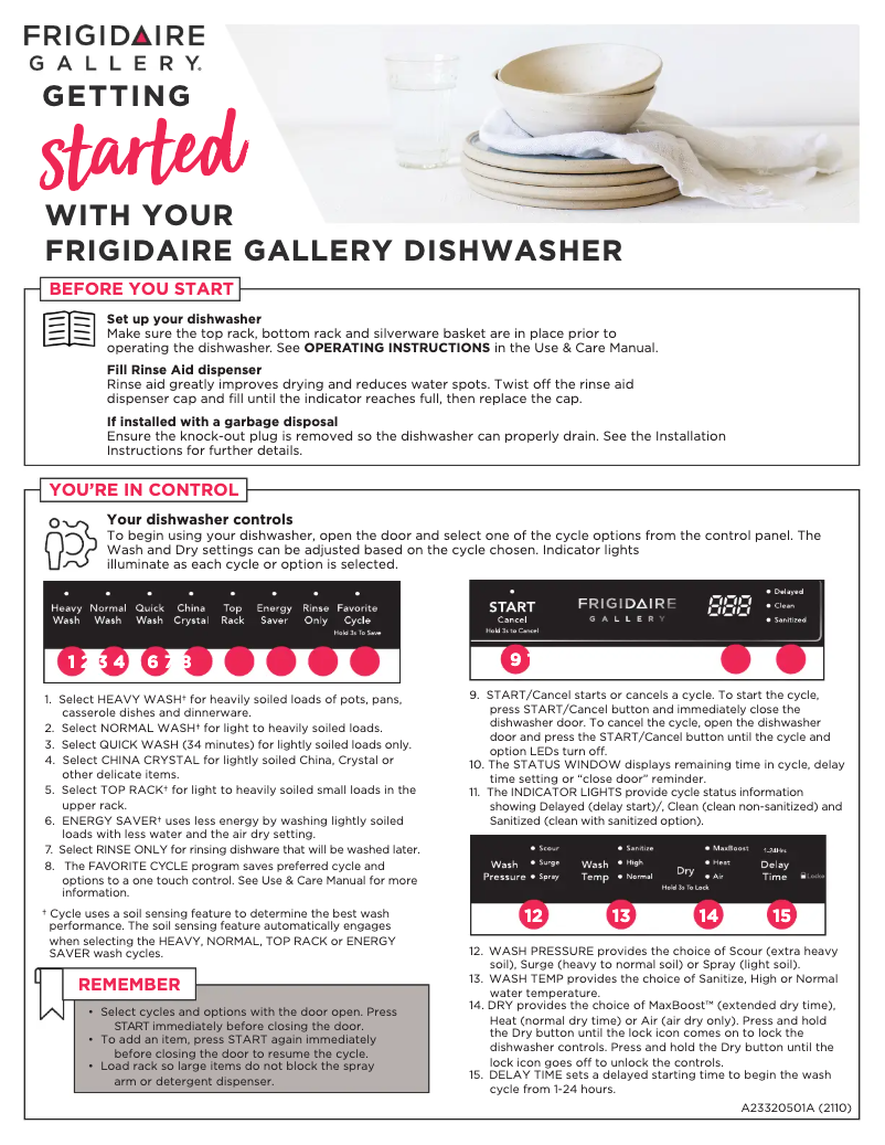 Page n°1 - Guide de démarrage rapide Frigidaire GDPP4517AF