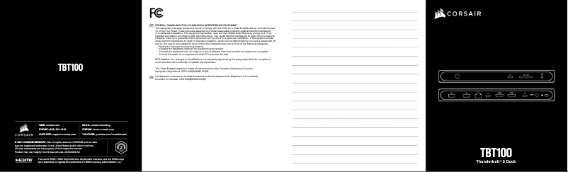 Page 1 de la notice Manuel utilisateur Corsair TBT100