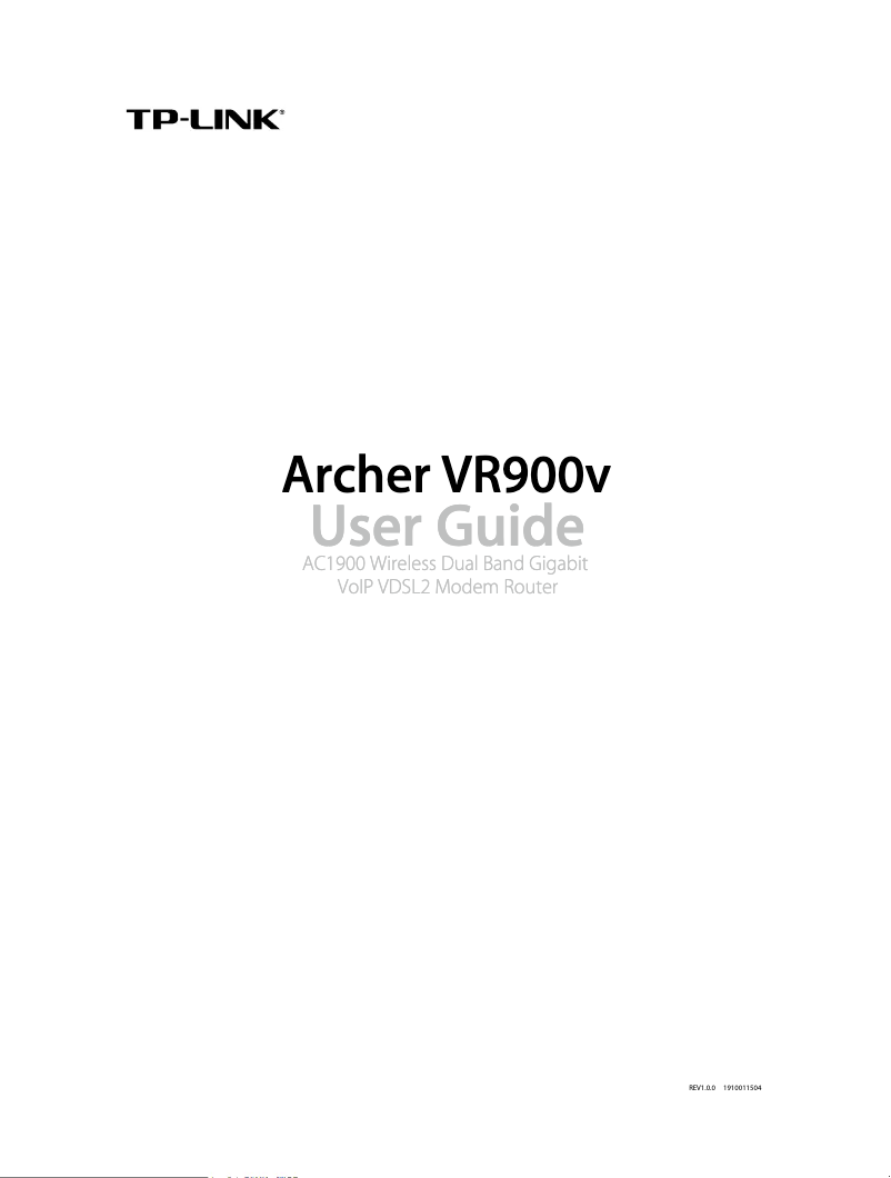 Page 1 de la notice Guide d'installation TP-Link Archer VR900v