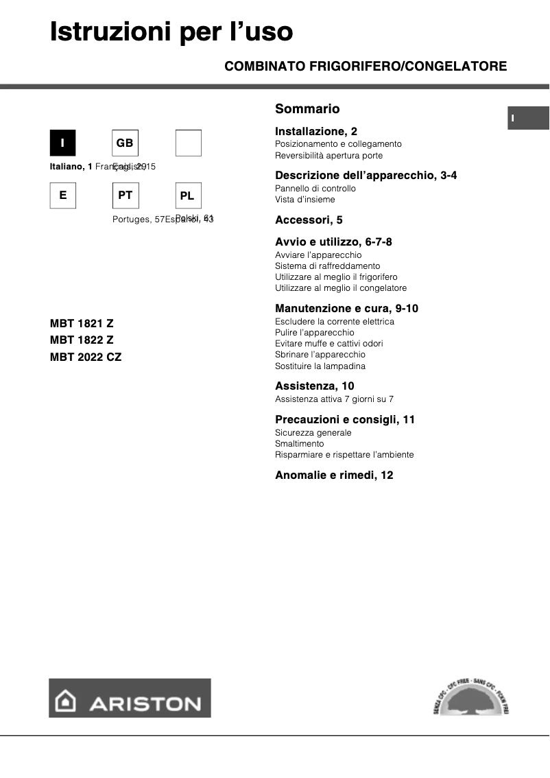 Image de la première page du manuel de l'appareil MBT1821Z
