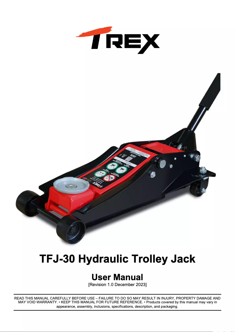 Page 1 de la notice Manuel utilisateur T-Rex TFJ-30