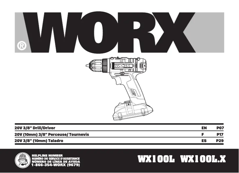 Page 1 de la notice Manuel utilisateur Worx WX100L.9