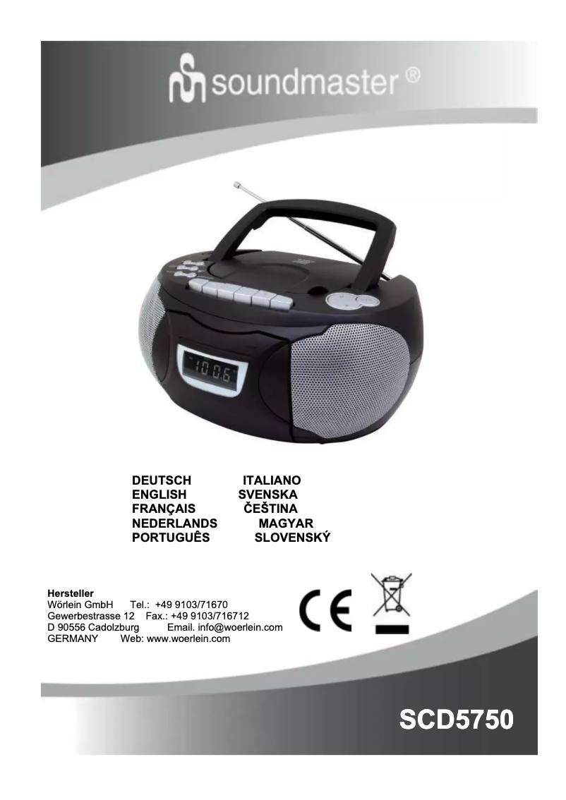 Page 1 de la notice Manuel utilisateur Soundmaster SCD5750