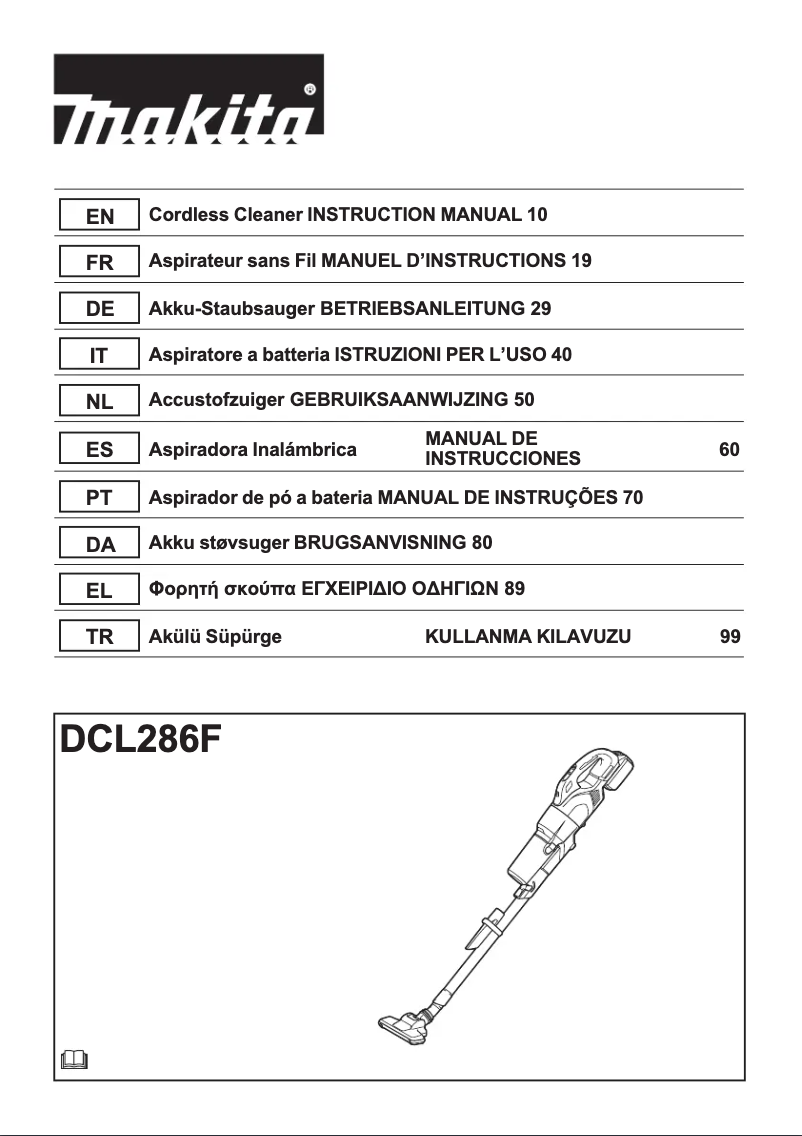 Page 1 de la notice Manuel utilisateur Makita DCL286F