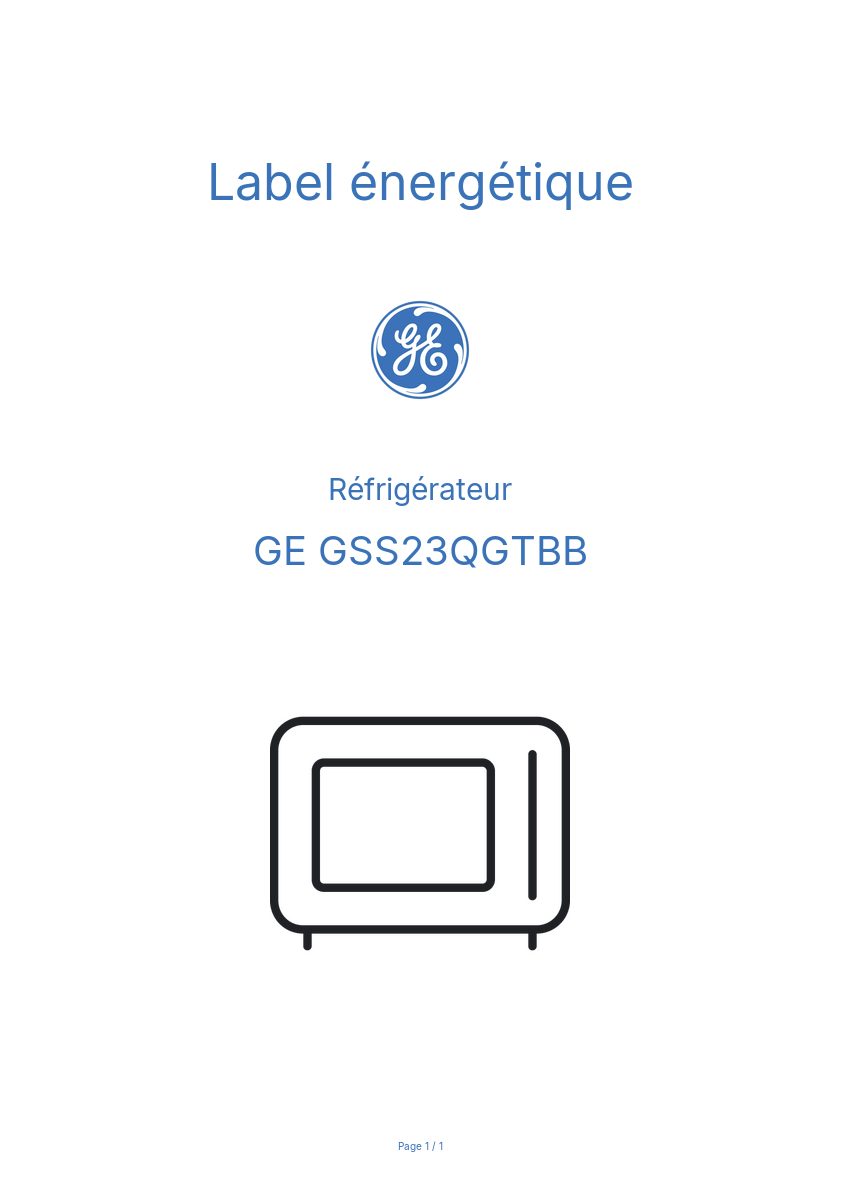 Page n°1 - Label énergétique GE GSS23QGTBB
