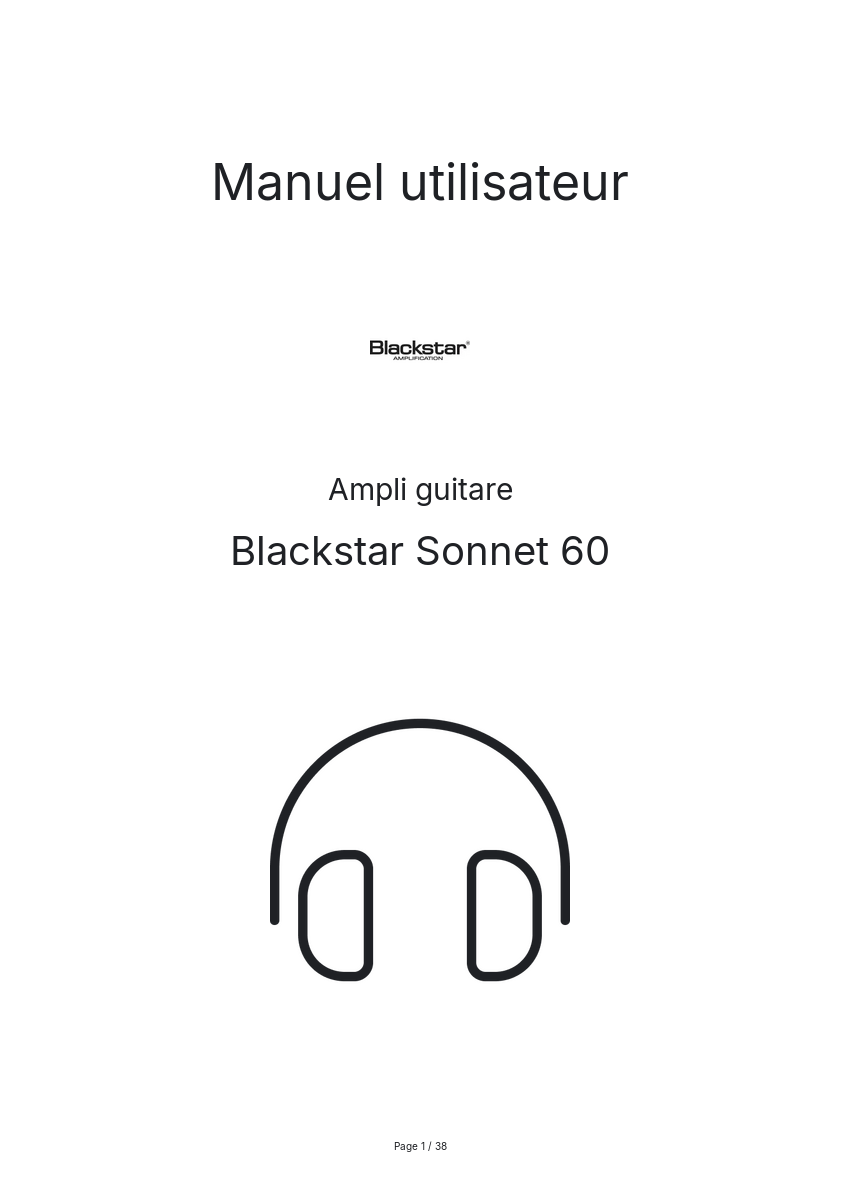 Page n°1 - Manuel utilisateur Blackstar Sonnet 60