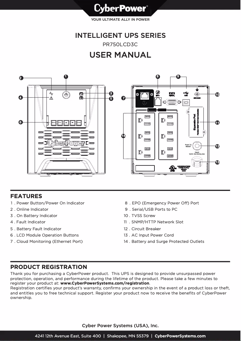 Page n°1 - Manuel utilisateur CyberPower PR750LCD3C