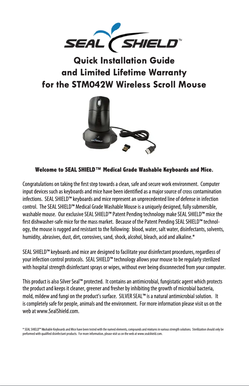 Page 1 de la notice Manuel utilisateur Seal Shield STM042W