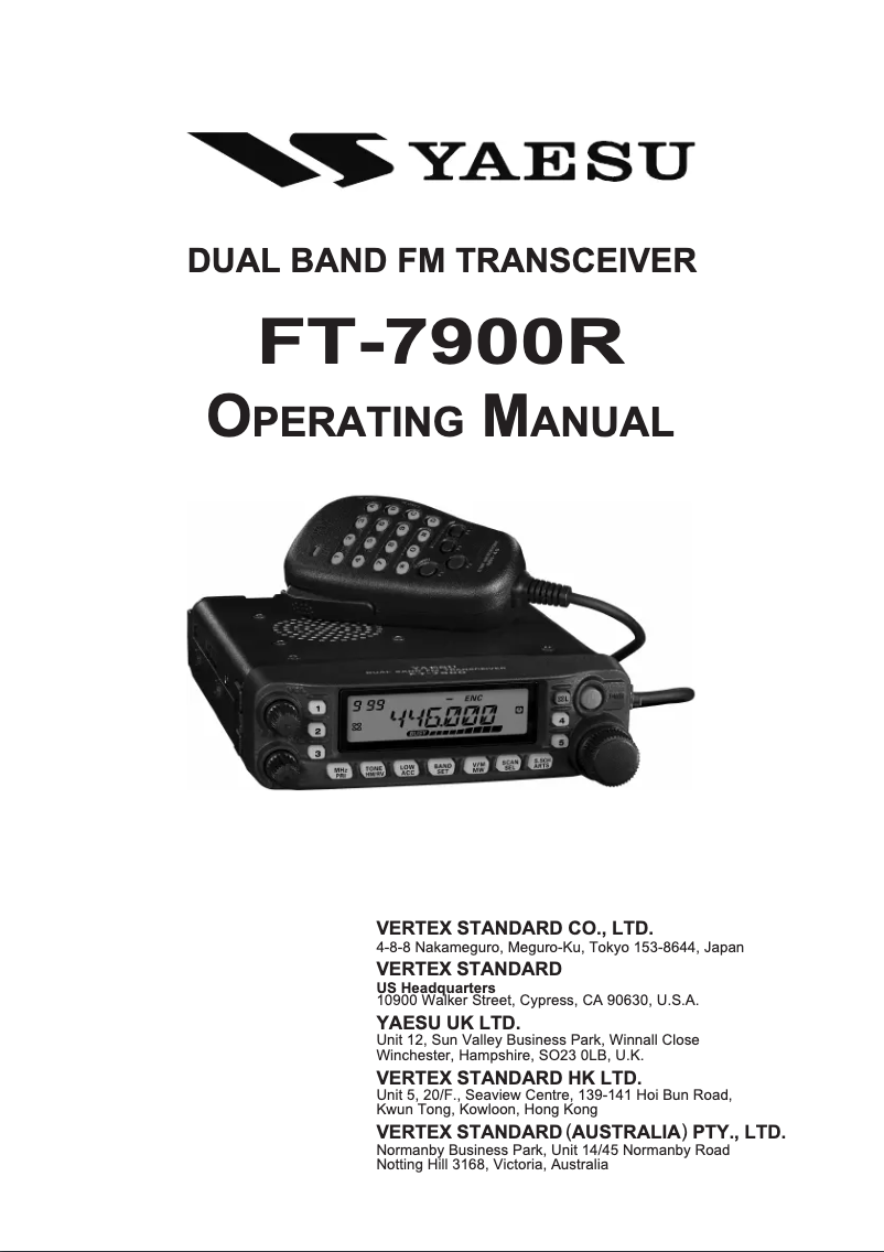 Página 1 del manual Manual de usuario Yaesu FT-7900R
