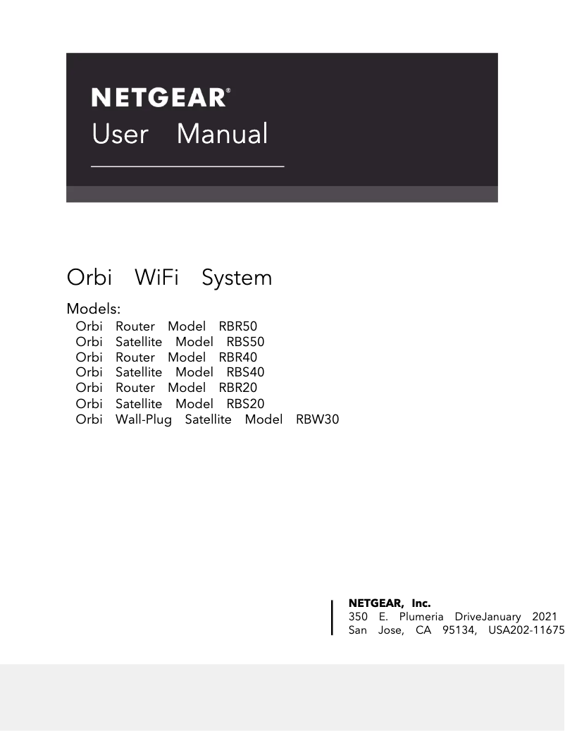 Page 1 de la notice Manuel utilisateur Netgear Orbi RBK53V