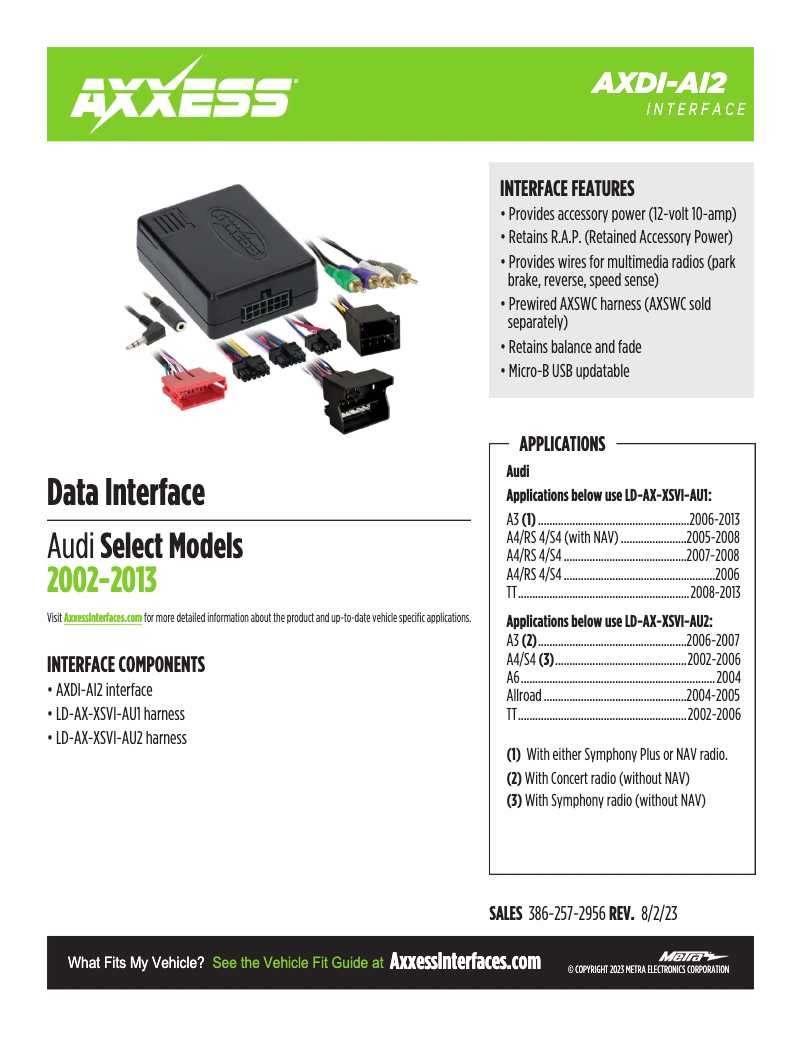 Page 1 de la notice Fiche technique AXESS AXDI-A12