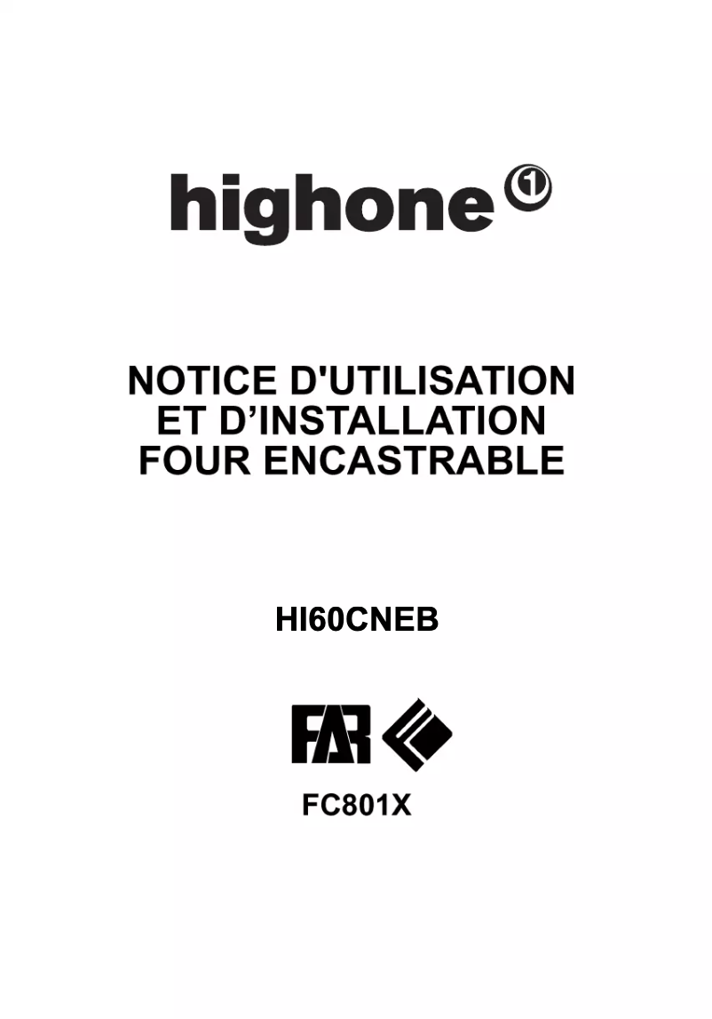 Page 1 de la notice Manuel utilisateur High One HI 60 CNEB