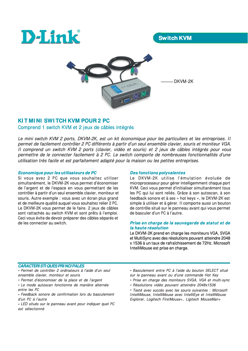 Page n°1 - Fiche technique D-Link DKVM-2K