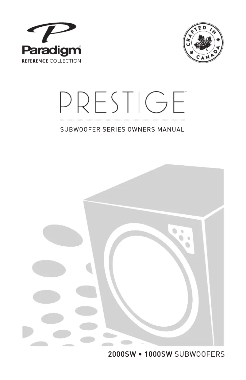 Image de la première page du manuel de l'appareil Prestige 2000SW