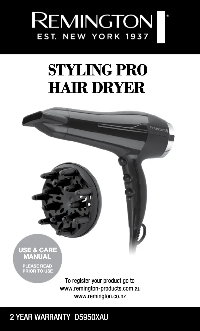 Image de la première page du manuel de l'appareil Styling Pro D5950XAU