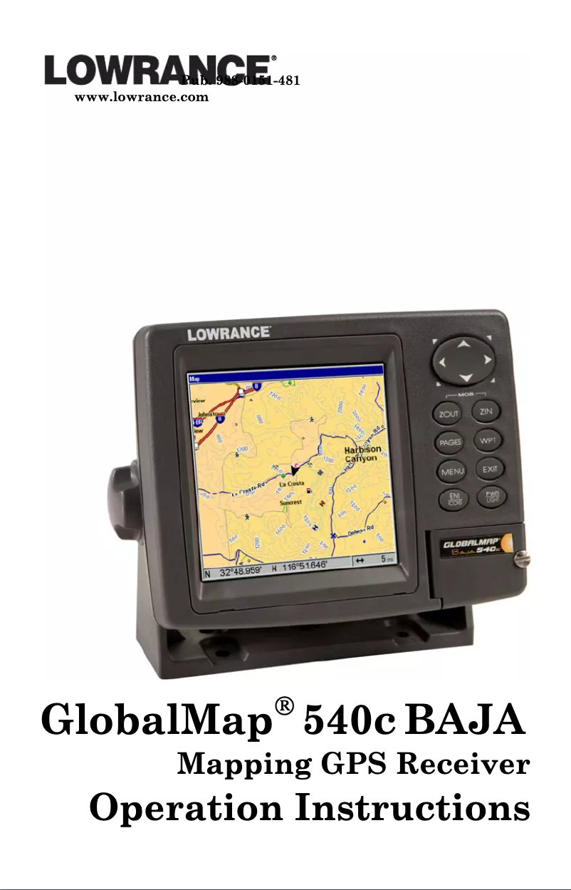 Image de la première page du manuel de l'appareil GlobalMap Baja 540c