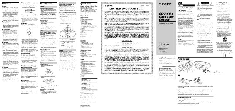 Página 1 del manual Manual de usuario Sony CFD-S350