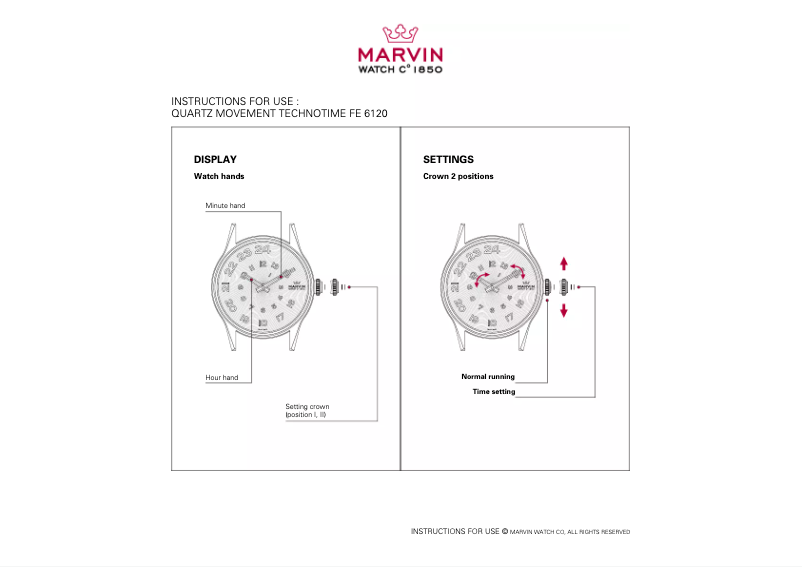 Page n°1 - Manuel utilisateur Marvin Technotime FE 6120
