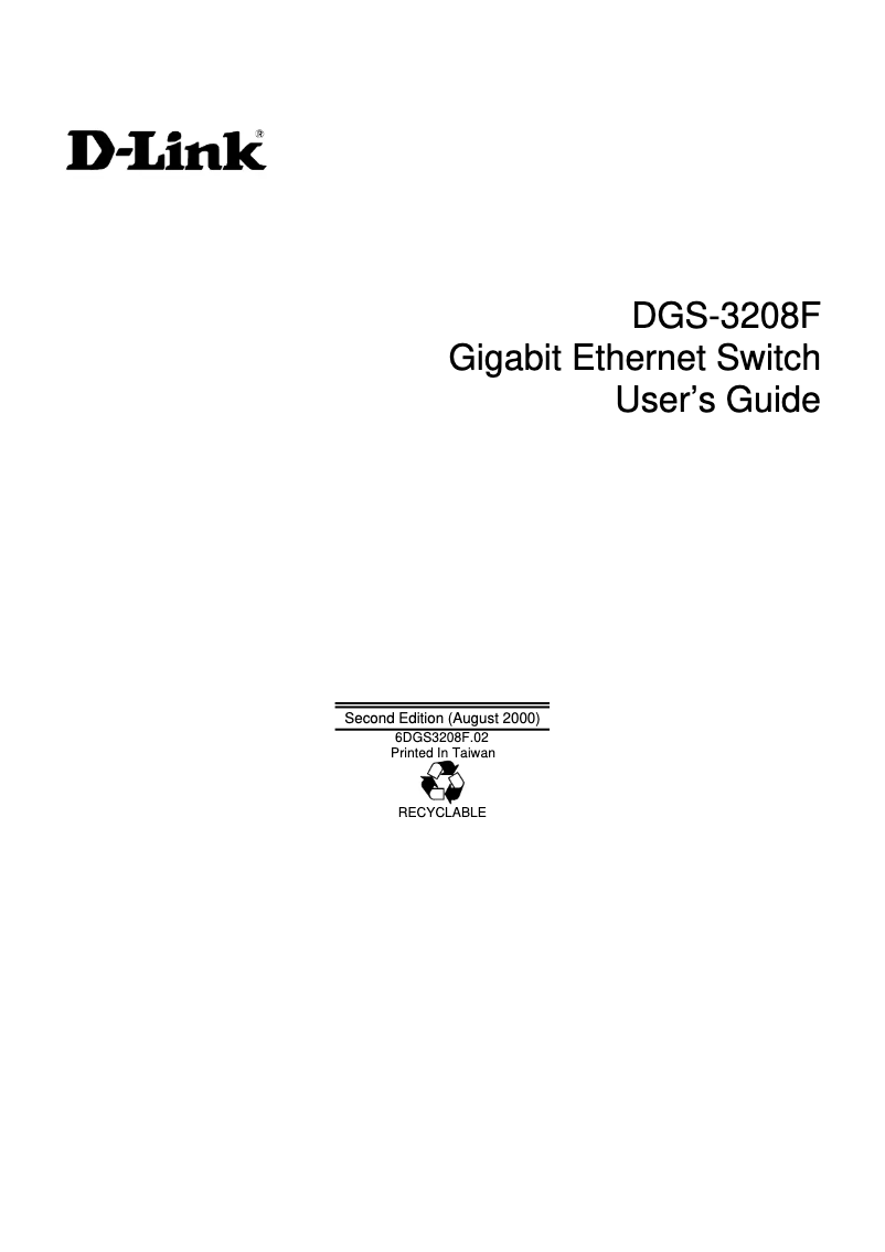 Image de la première page du manuel de l'appareil DGS-3208F