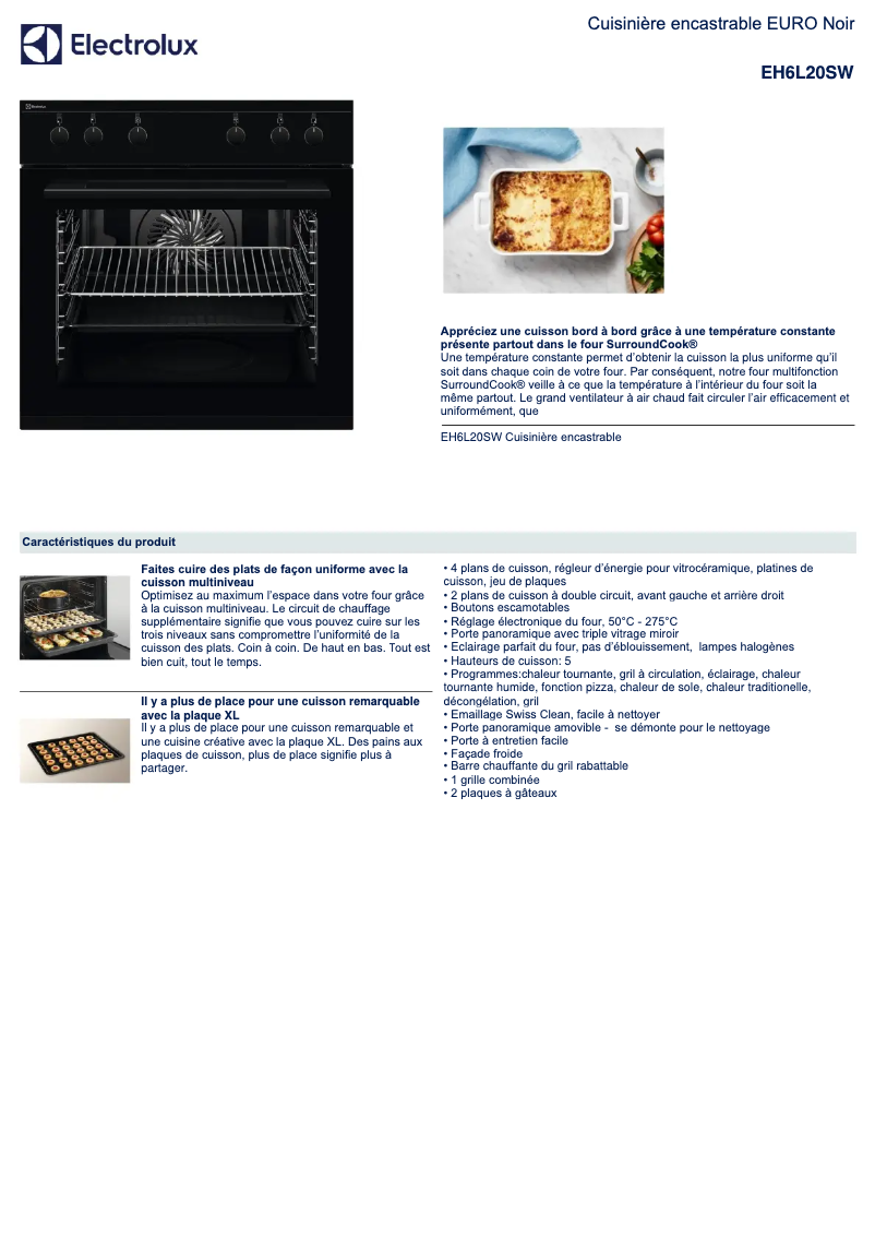 Page n°1 - Fiche technique Electrolux EH6L20SW