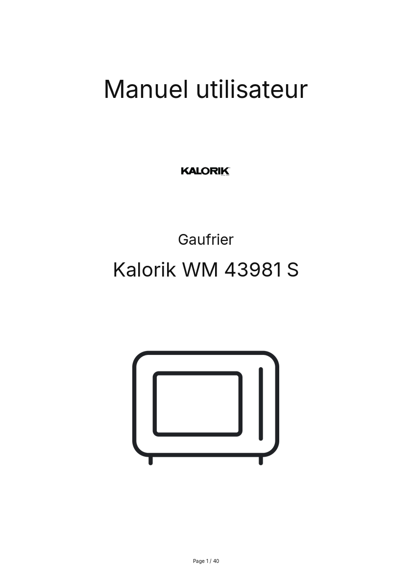 Page n°1 - Manuel utilisateur Kalorik WM 43981 S