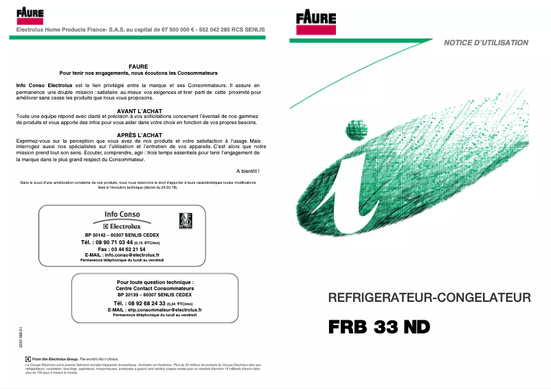 Page 1 de la notice Manuel utilisateur Faure FRB33ND