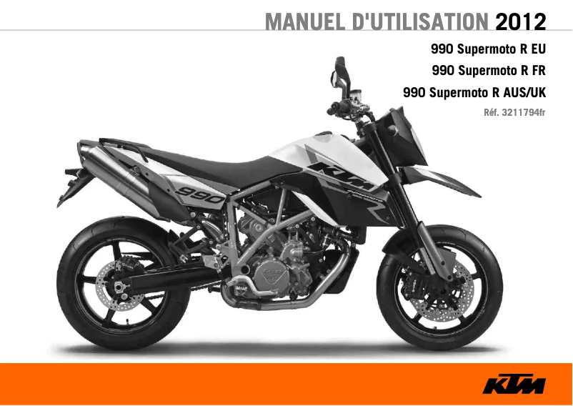 Image de la première page du manuel de l'appareil 990 Supermoto R (2012)