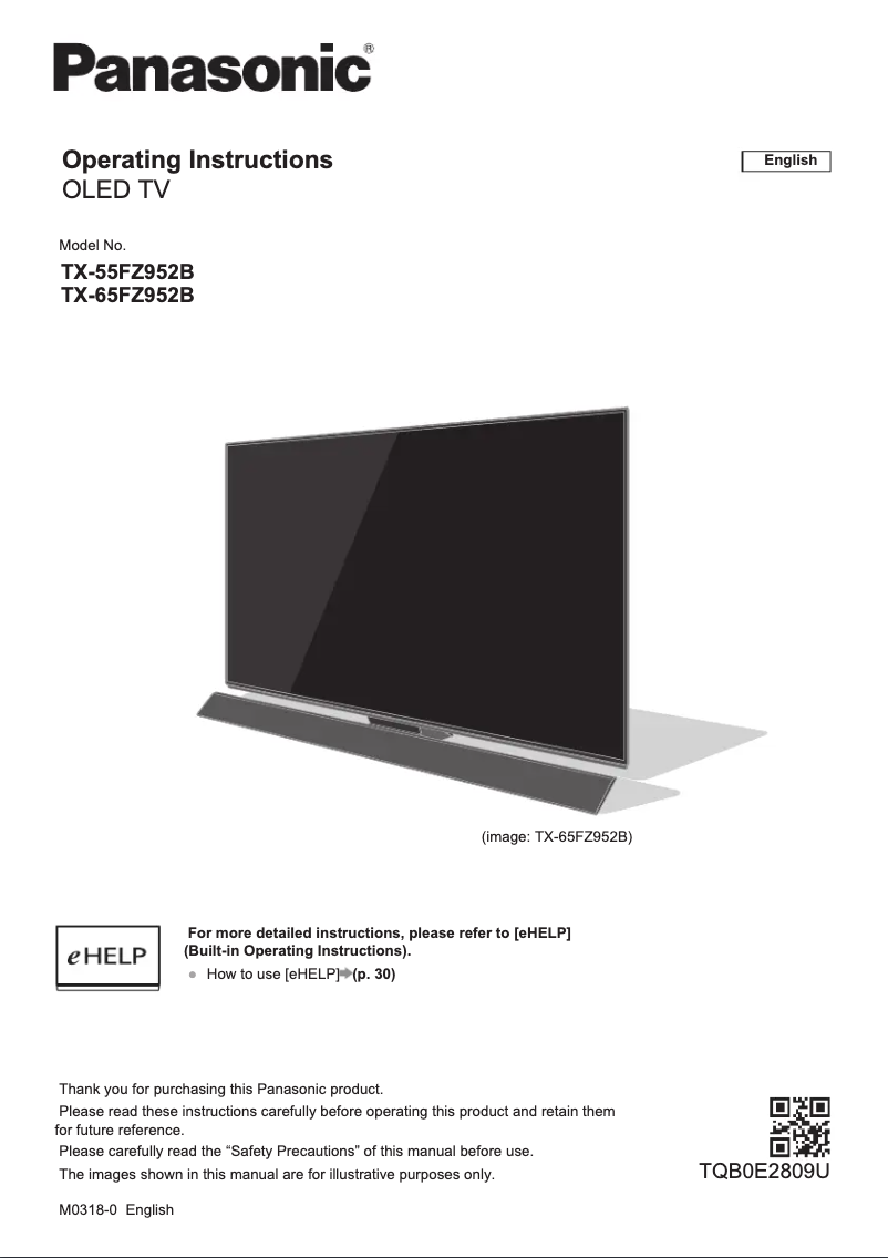Page 1 de la notice Guide de démarrage rapide Panasonic TX-55FZ952B